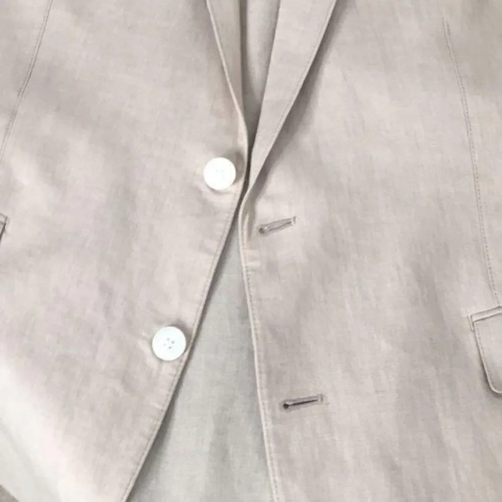 English Laundry Mens Beige Linen Blazer Jacket XL Single-Breasted Lined Two-Butt